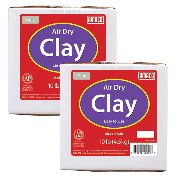 Amaco Air Dry Clay, Gray, 10 lbs. Per Box, PK2 46303C